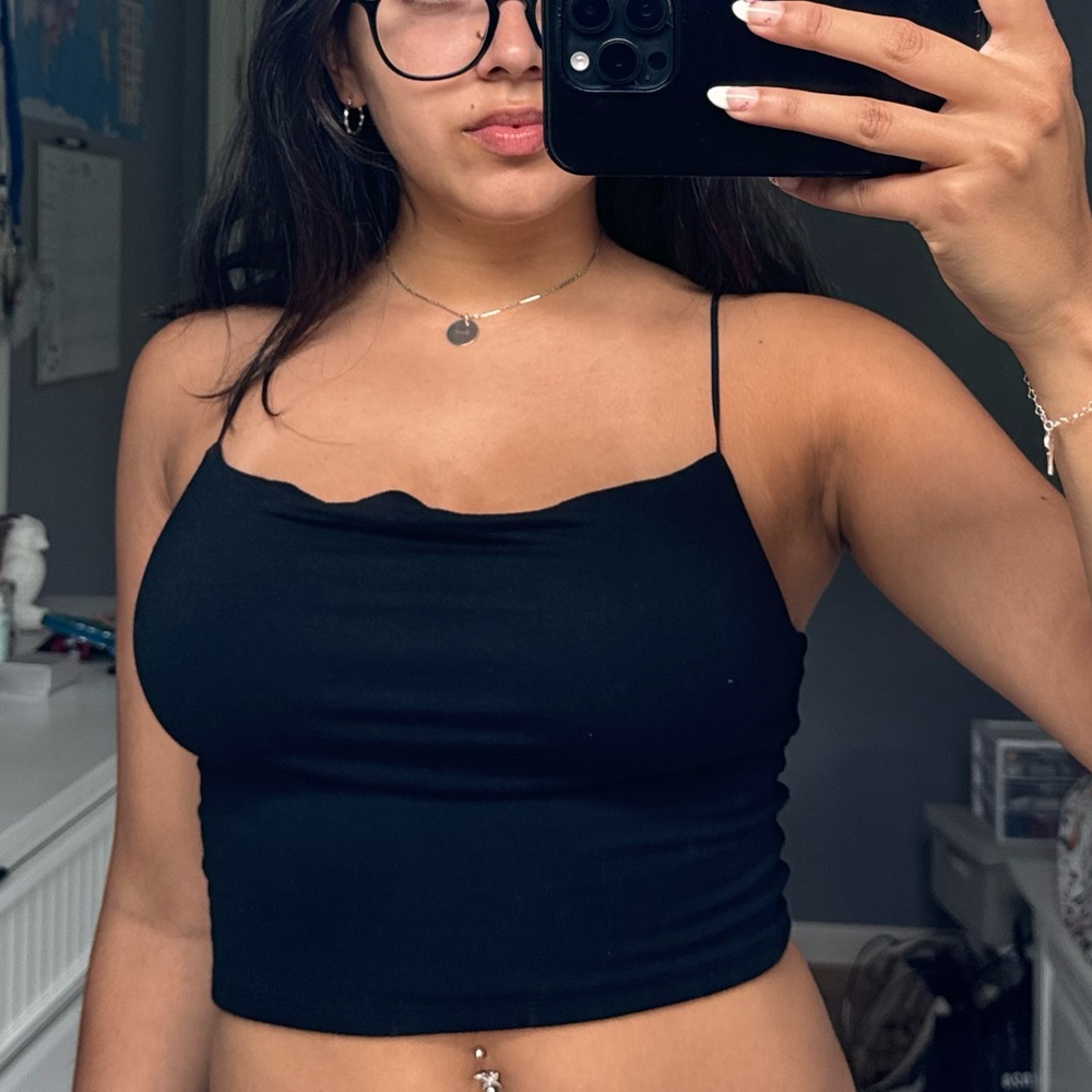 PacSun Black Fitted Crop Camisole